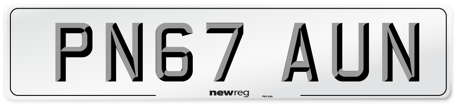 PN67 AUN Number Plate from New Reg